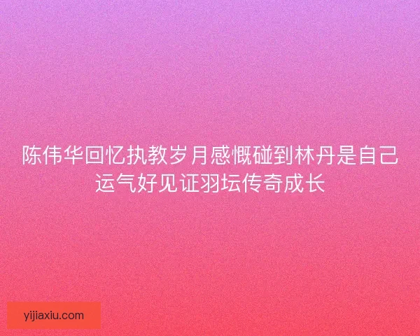 陈伟华回忆执教岁月感慨碰到林丹是自己运气好见证羽坛传奇成长